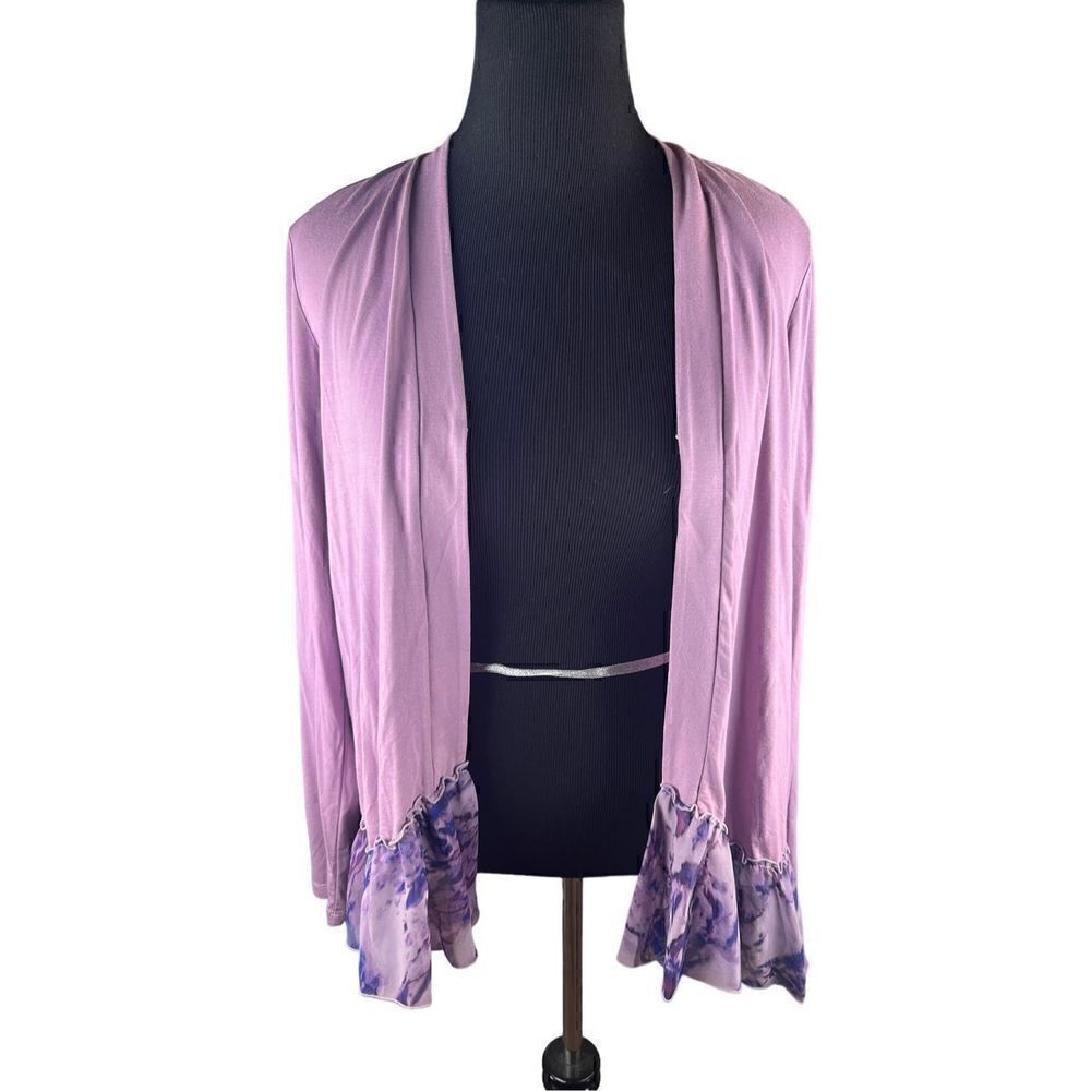 LOGO by Lori Goldstein Cardigan small Size Purple Rayon  Hook Eye Front